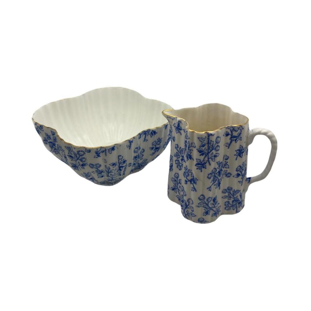 Antique Wileman Foley Shelley Sugar Bowl & Creamer Set Victorian Pattern 34404